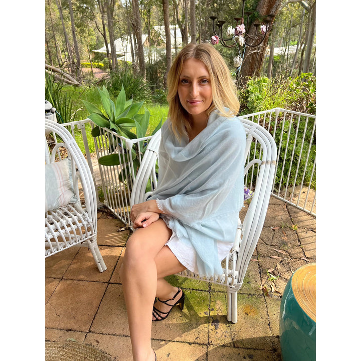 Scarves Australia Luxury Scarves Luxury Shawl - Arctic Blue - Silk Cashmere