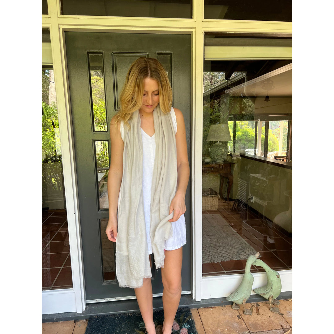 Scarves Australia Luxury Scarves ✨ Luxury Shawl - Cashmere Silk - Oyster Shell