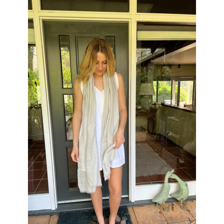Scarves Australia Luxury Scarves ✨ Luxury Shawl - Cashmere Silk - Oyster Shell