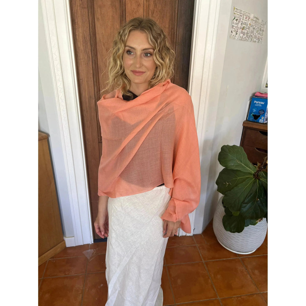 Scarves Australia Luxury Scarves ✨ Luxury Shawl - Silk Cashmere - Summer Melon