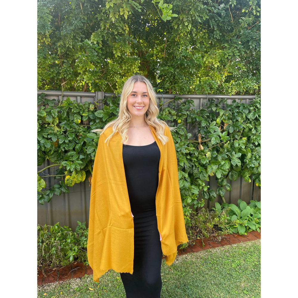 Scarves Australia Luxury Scarves Mustard Gold Luxury Stole - Pure Cashmere Premium