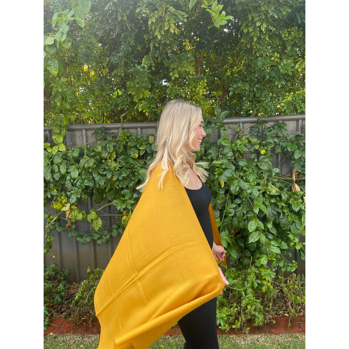 Scarves Australia Luxury Scarves Mustard Gold Luxury Stole - Pure Cashmere Premium