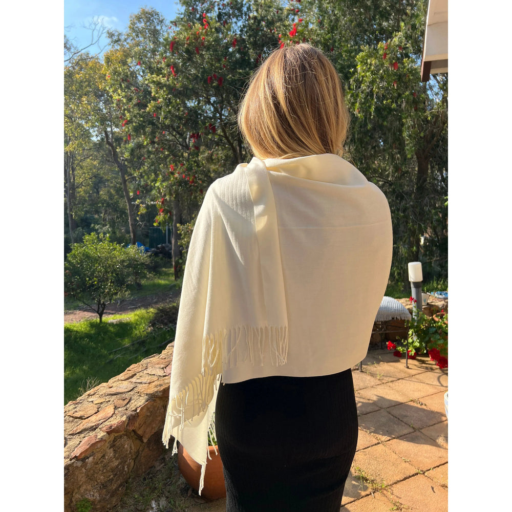 Scarves Australia Luxury Scarves ⭐️ Off White Pashmina Shawl Plain Classic