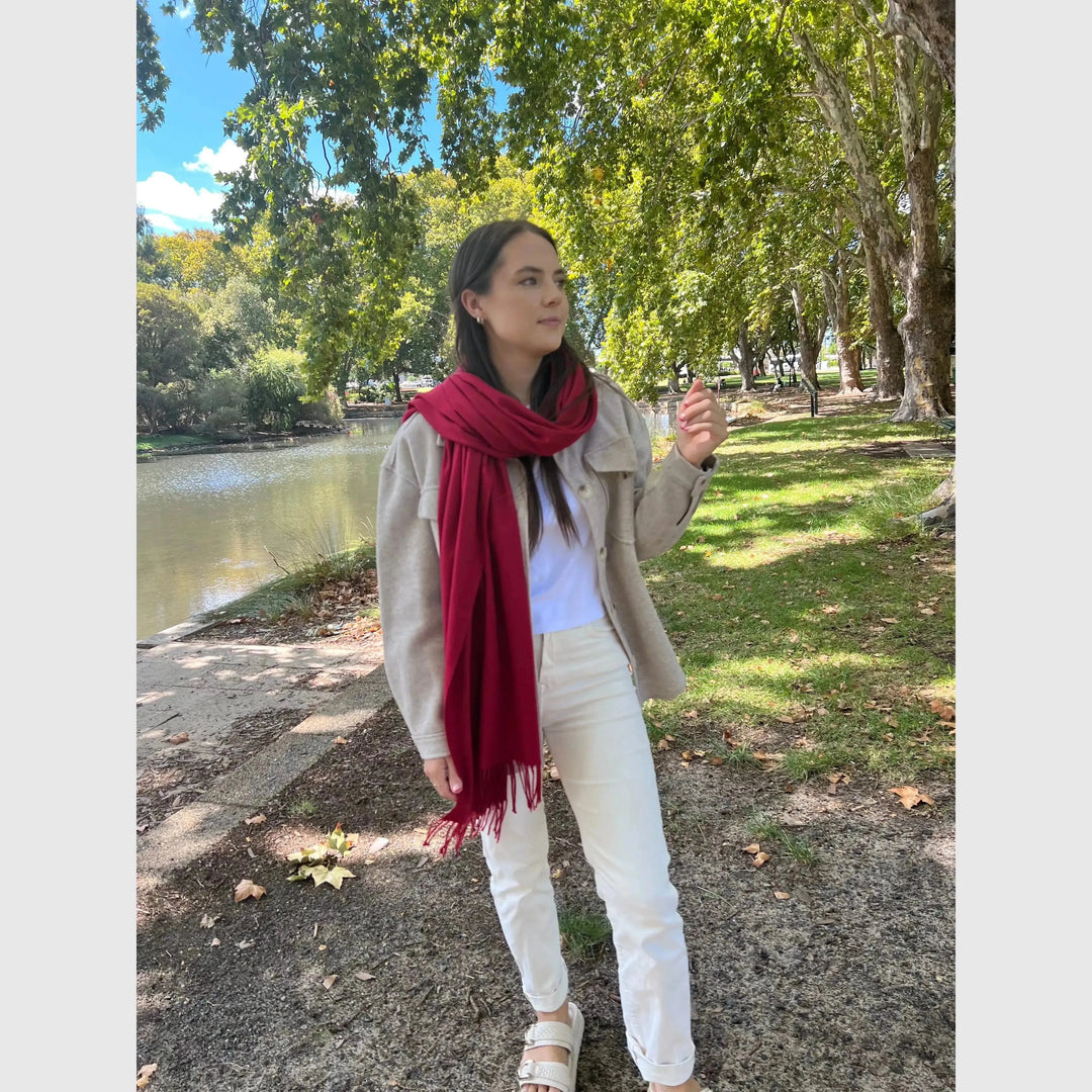 Scarves Australia Luxury Scarves 💥 Pashmina Shawl -  True Jewel Red