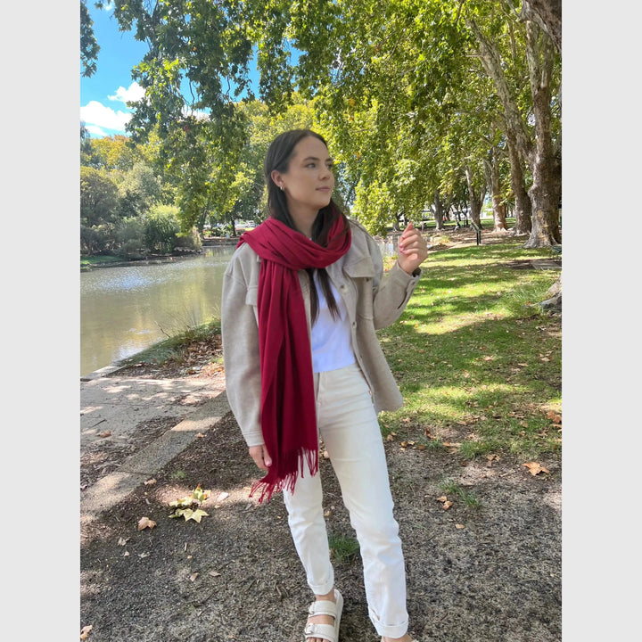 Scarves Australia Luxury Scarves 💥 Pashmina Shawl -  True Jewel Red