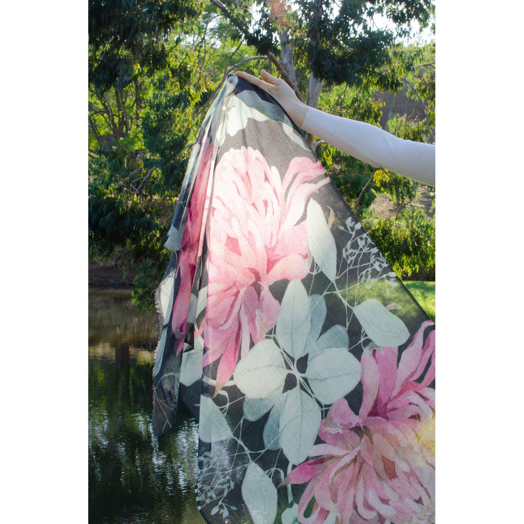 Scarves Australia Luxury Scarves Pure Wool Scarf - Pink Grevillea