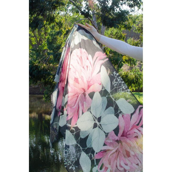 Scarves Australia Luxury Scarves Pure Wool Scarf - Pink Grevillea