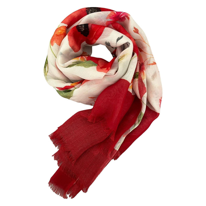 Scarves Australia Luxury Scarves Red Poppy Scarf - Floral Scarf- Luxury Modal Scarf