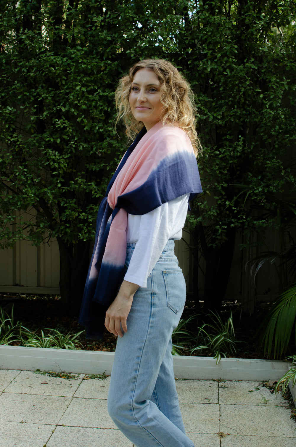 Scarves Australia Luxury Scarves Wool Scarf -Navy Salmon - Luxury Shawl