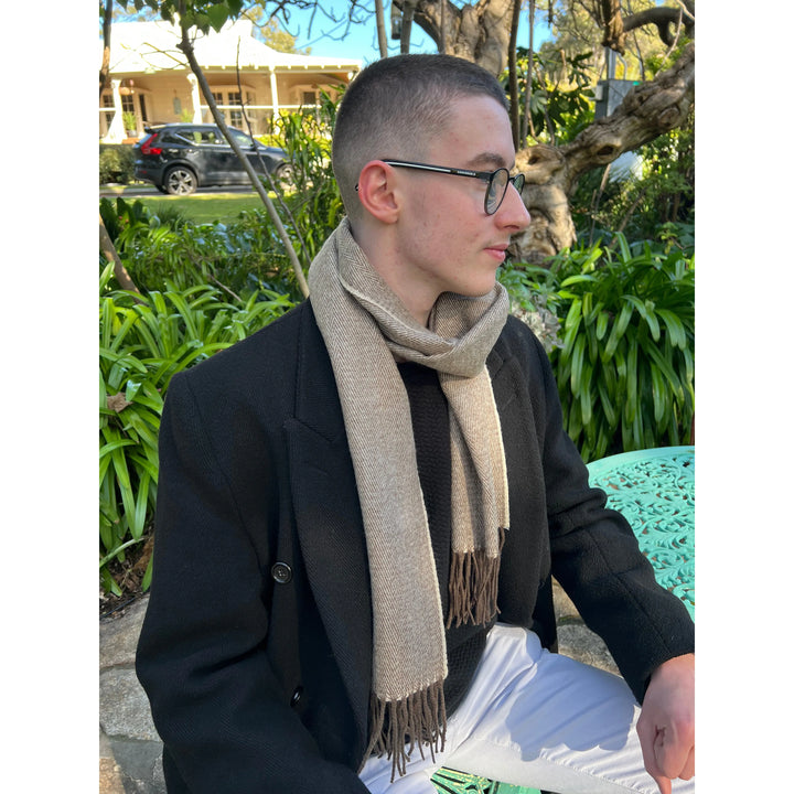 Scarves Australia Mens Scarves Brown Beige - Mens Scarf - Cashmere Wool - Unisex Scarf