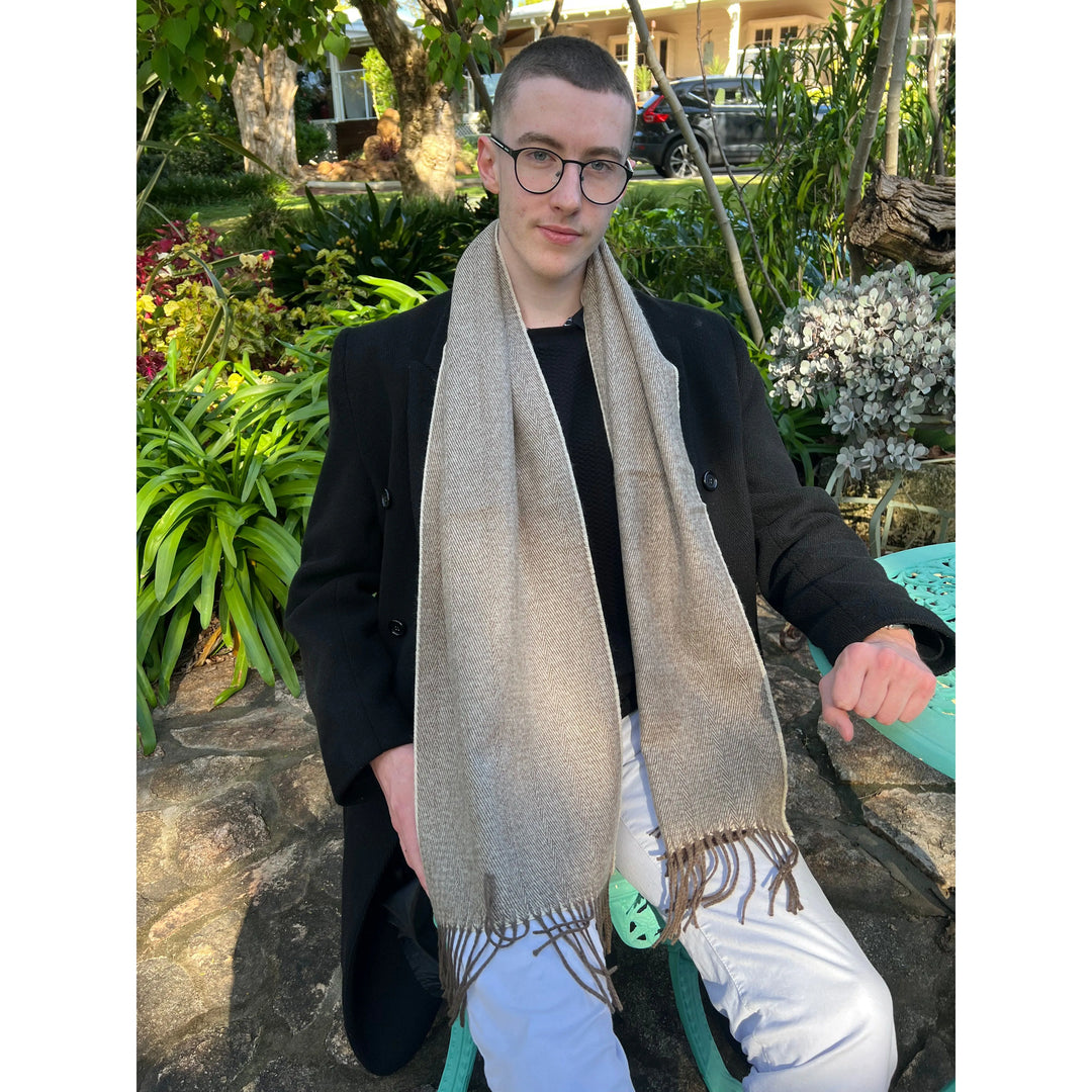 Scarves Australia Mens Scarves Brown Beige - Mens Scarf - Cashmere Wool - Unisex Scarf