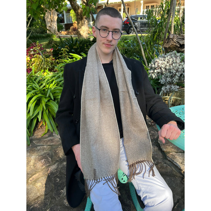 Scarves Australia Mens Scarves Brown Beige - Mens Scarf - Cashmere Wool - Unisex Scarf
