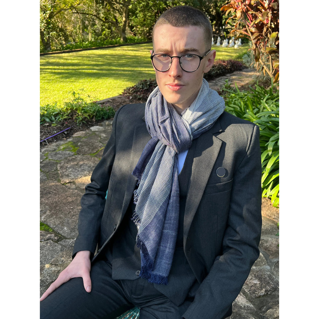 Scarves Australia Mens Scarves Mens Scarf - Blue Denim Cotton