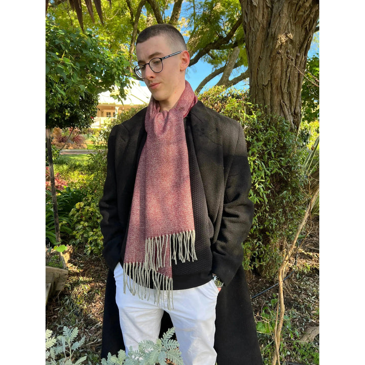 Scarves Australia Mens Scarves Mens Scarf - Red -Cashmere Wool - Unisex Scarf - Herringbone