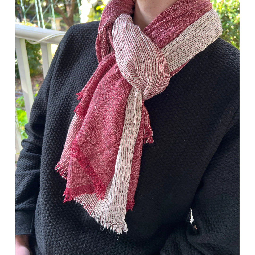 Scarves Australia Mens Scarves Mens Scarf - Red Denim Stripe Cotton - Unisex