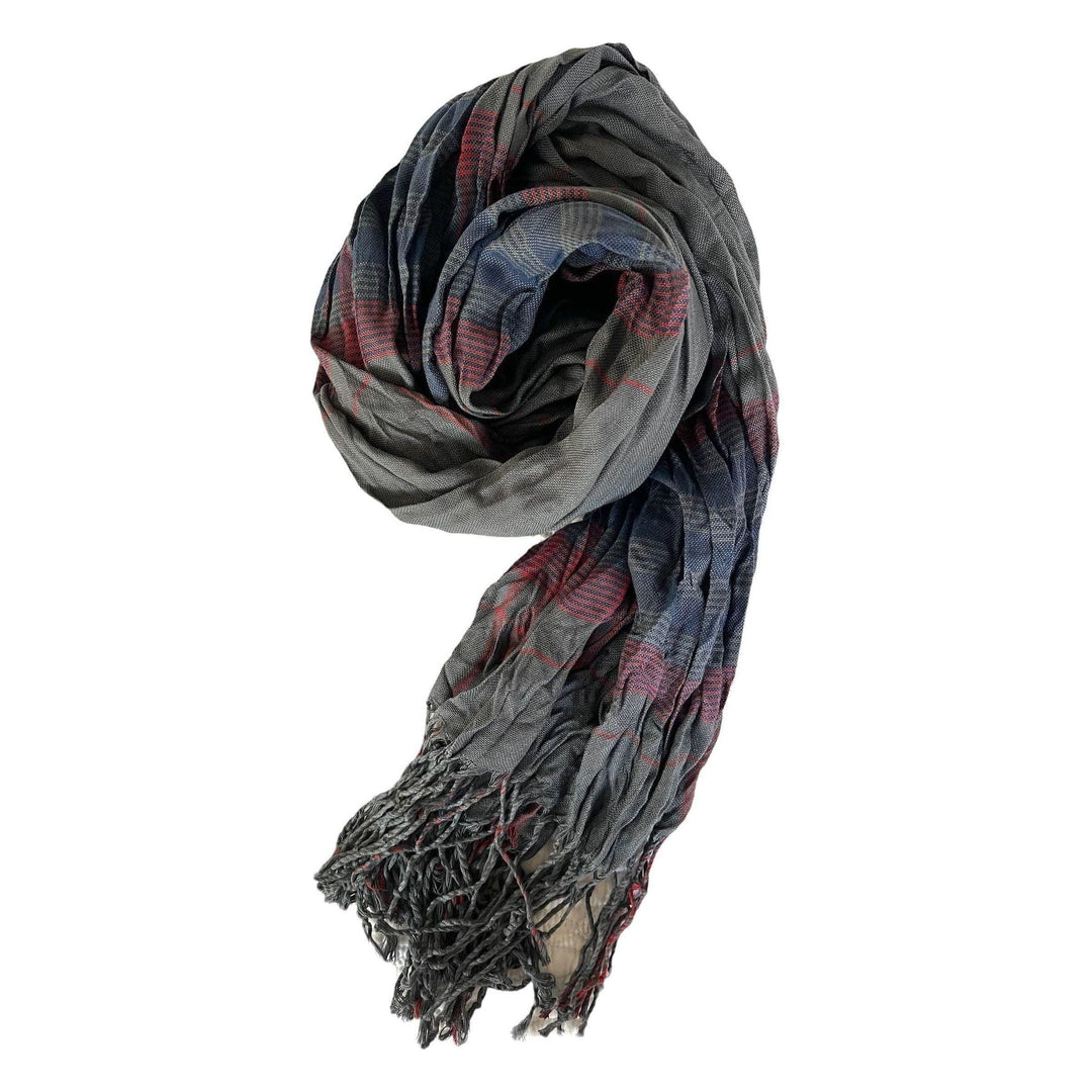 Scarves Australia Mens Scarf - Unisex Scarf - Dark Grey Red Blue Plaid