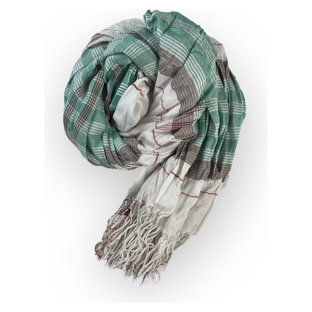 Scarves Australia Mens Scarves Mens Scarf -White Teal Green Grey Plaid - Unisex