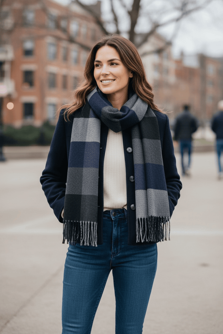 Scarves Australia Mens Scarves Mens/Unisex Scarf - Blue Grey Check