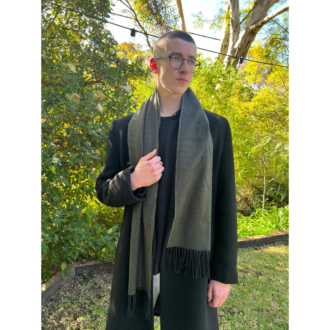 Scarves Australia Mens Scarves Olive Green Scarf -Mens Scarf - Cashmere Wool - Unisex Scarf