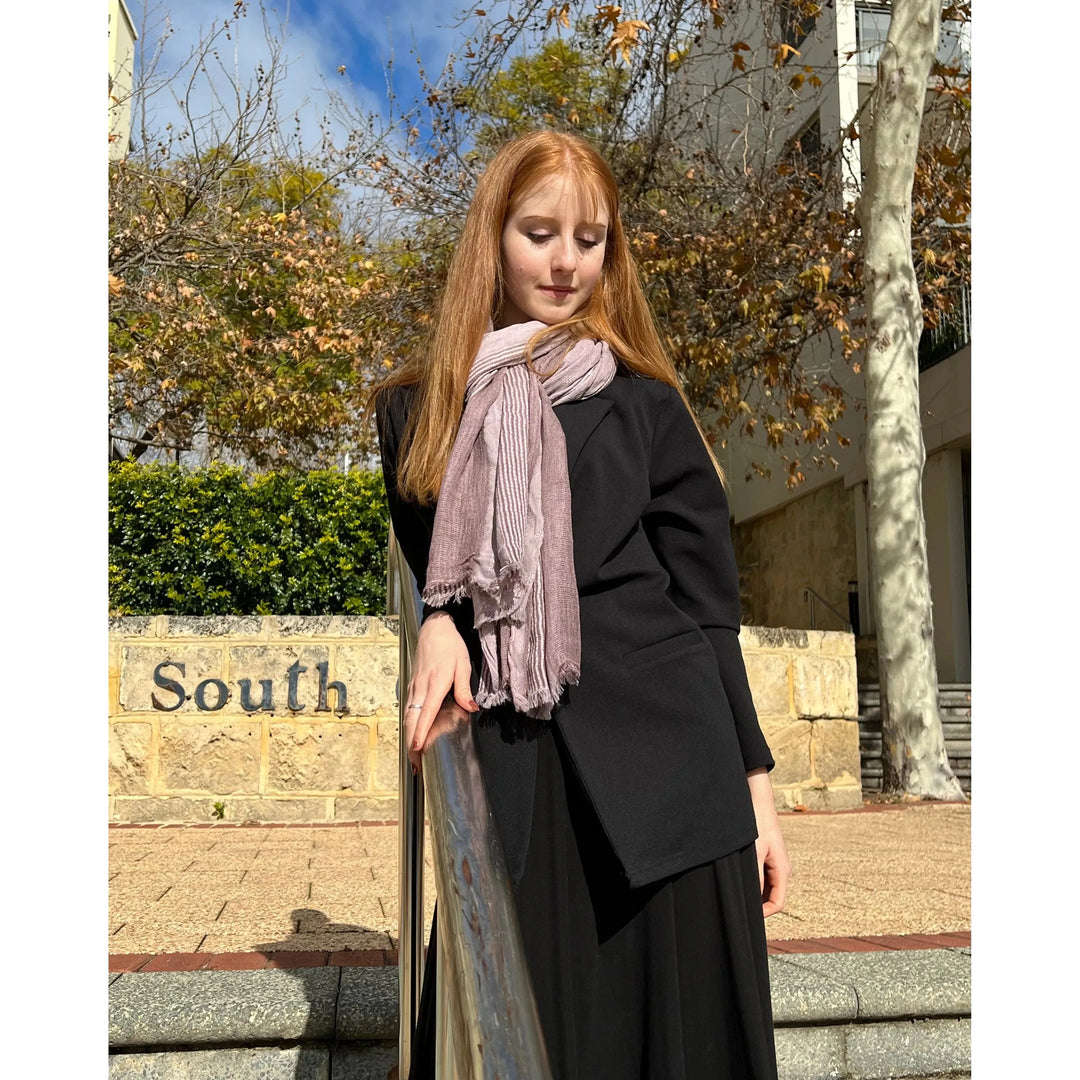 Scarves Australia Mens Scarves 💗 Unisex Scarf - Mauve Stripe - Cotton