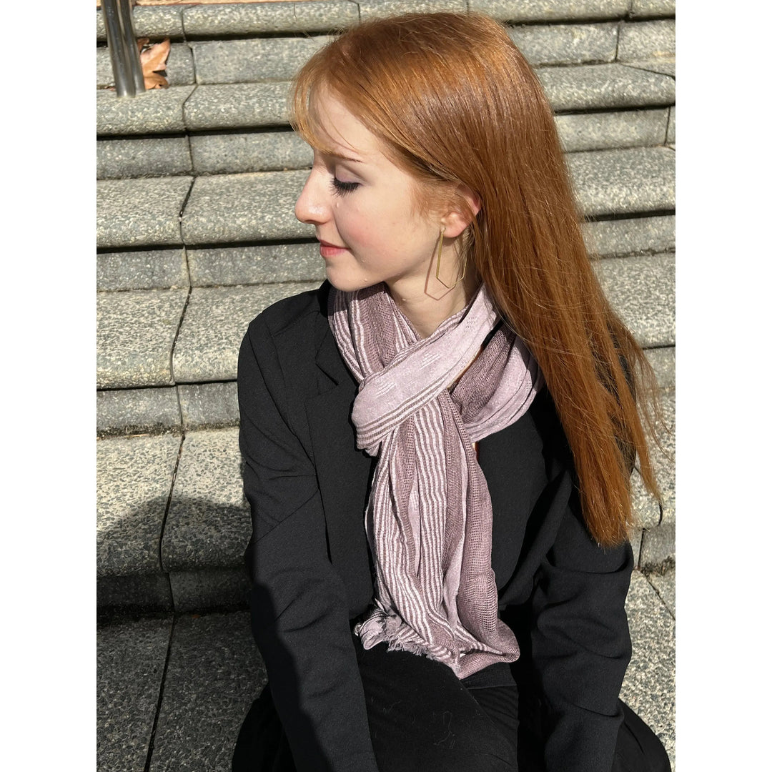 Scarves Australia Mens Scarves 💗 Unisex Scarf - Mauve Stripe - Cotton
