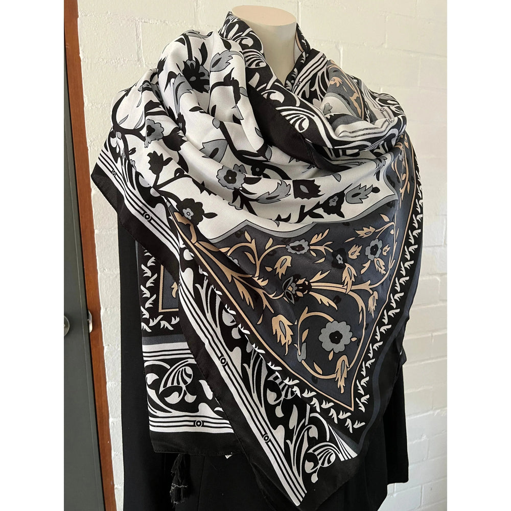 Scarves Australia Scarves & Shawls Black Gold Floral Print Scarf Shawl Sarong