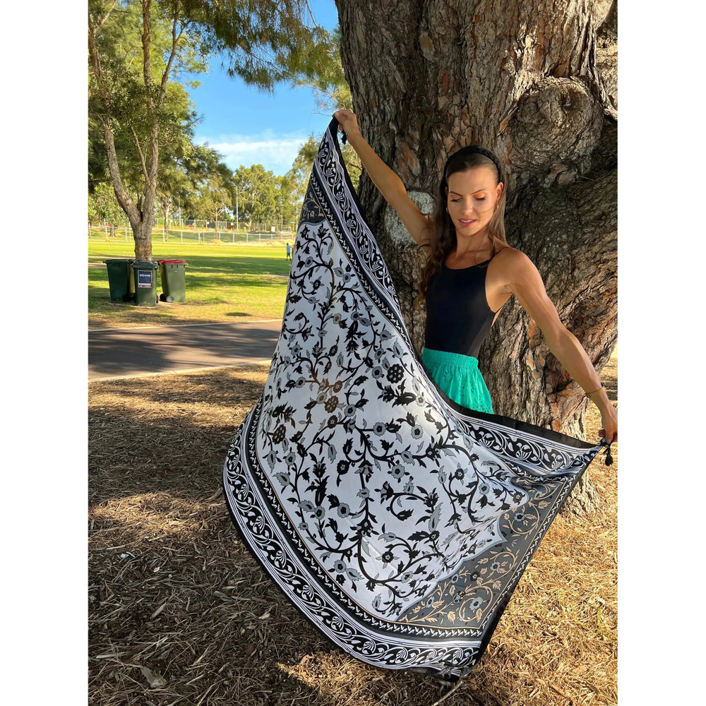 Scarves Australia Scarves & Shawls Black Gold Floral Print Scarf Shawl Sarong