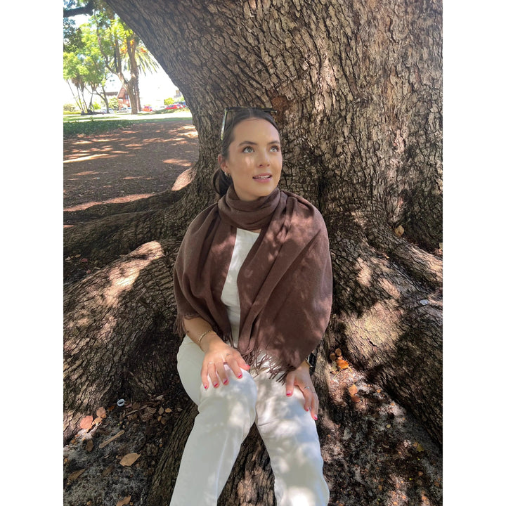 Scarves Australia Scarves & Shawls Brown Pashmina Shawl Brown Cocoa - Warm Winter Scarf