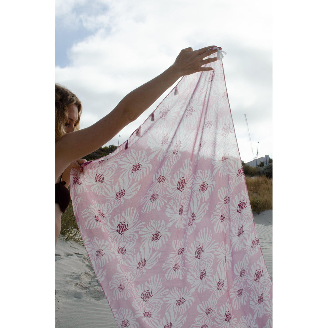 Scarves Australia Scarves & Shawls 💗 Floral Scarf - Tassels - Pink Lilac