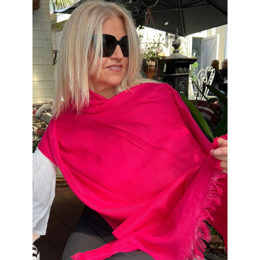 Scarves Australia Scarves & Shawls Hot Pink Fuchsia Shawl - Pure Cashmere Luxury