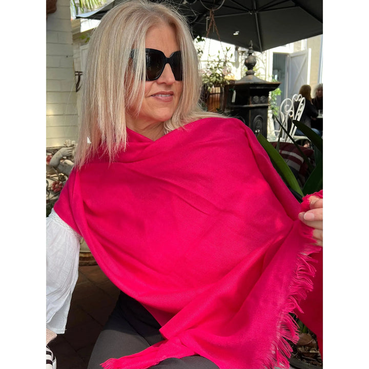 Scarves Australia Scarves & Shawls Hot Pink Fuchsia Shawl - Pure Cashmere Luxury
