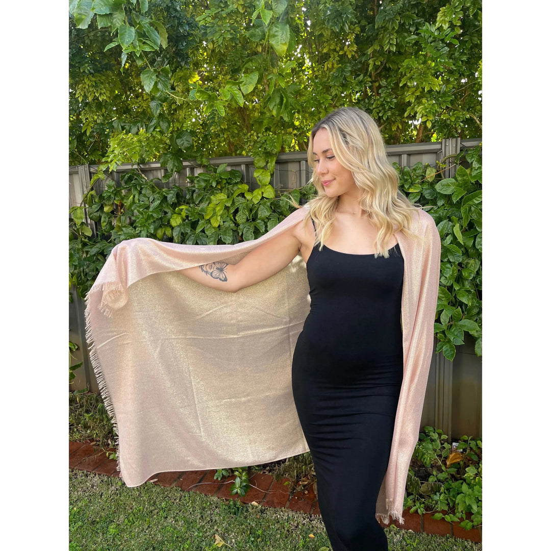 Scarves Australia Scarves & Shawls 🥂 Metallic Scarf - Apricot Gold - Glamour Scarf