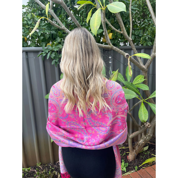 Scarves Australia Scarves & Shawls Pashmina Classic Paisley - Bright Pink Multicoloured