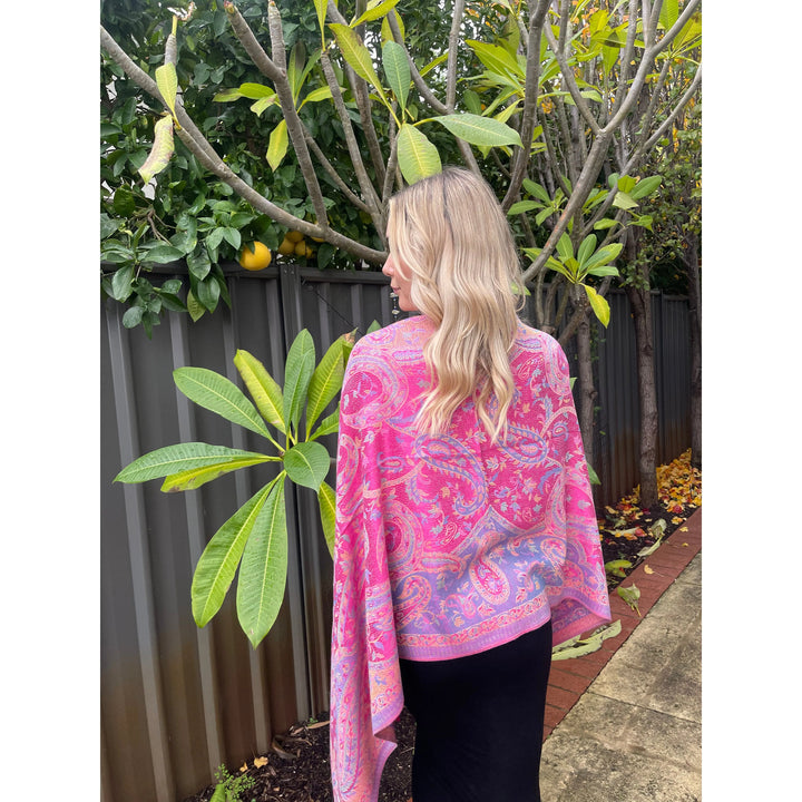 Scarves Australia Scarves & Shawls Pashmina Classic Paisley - Bright Pink Multicoloured
