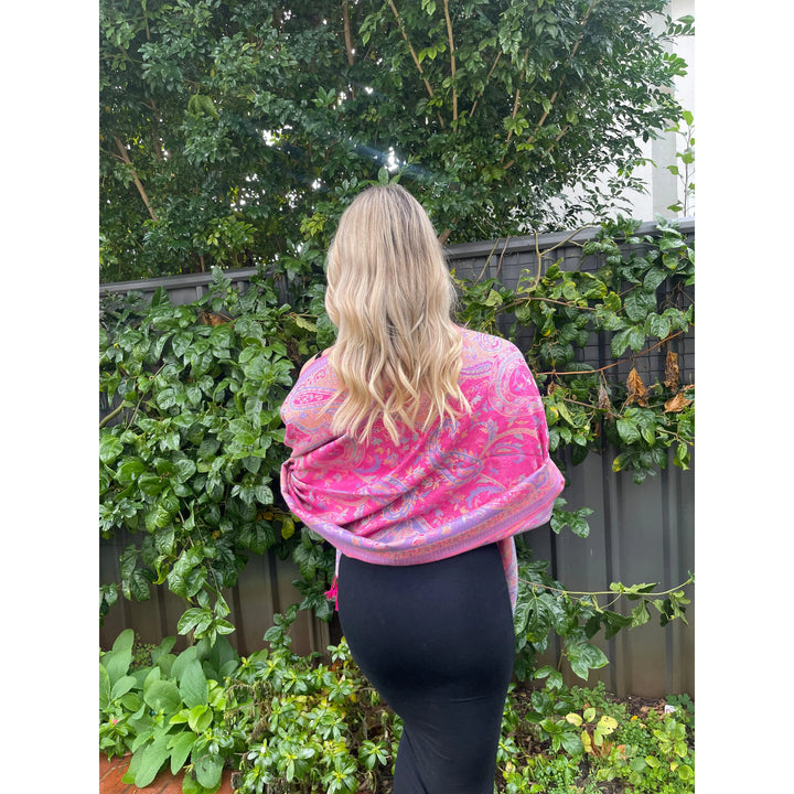 Scarves Australia Scarves & Shawls Pashmina Classic Paisley - Bright Pink Multicoloured