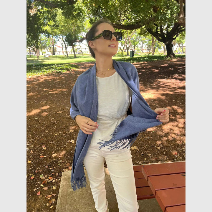 Scarves Australia Scarves & Shawls Pashmina Shawl - Denim Blue