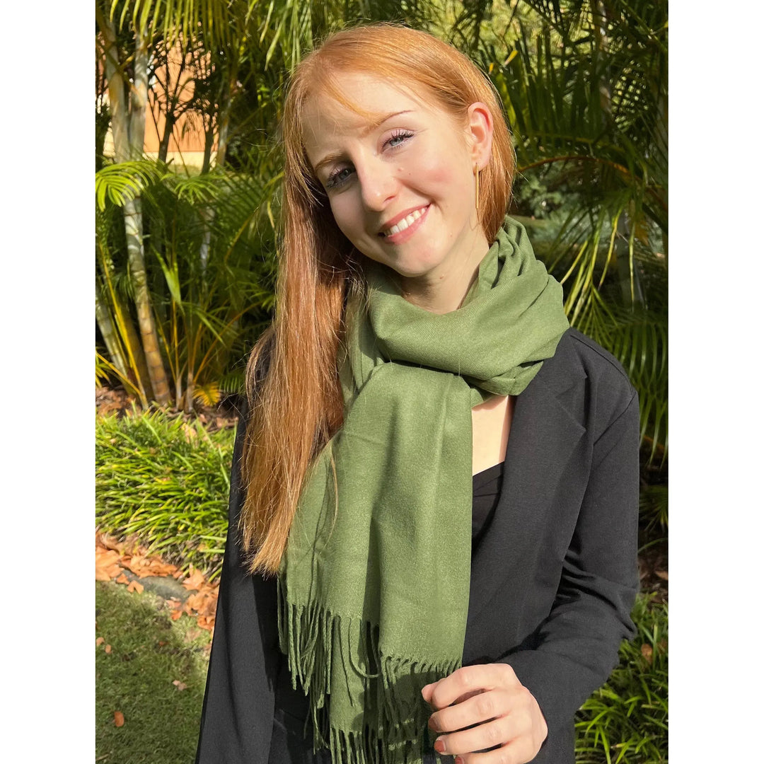 Scarves Australia Scarves & Shawls 💥 Pashmina Shawl Olive Leaf Green