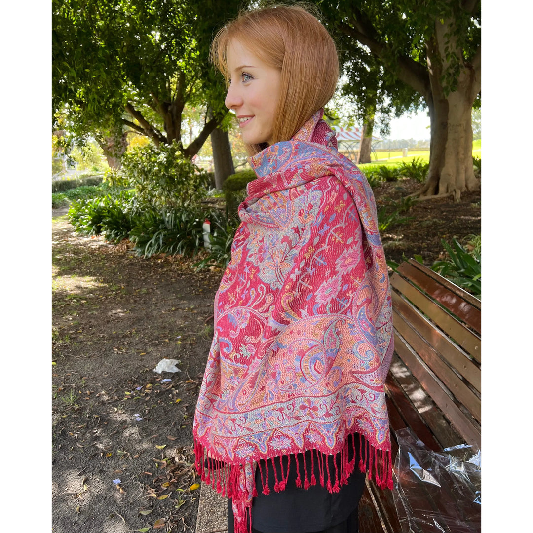 Scarves Australia Scarves & Shawls Pashmina Shawl - Paisley - Red Multicoloured
