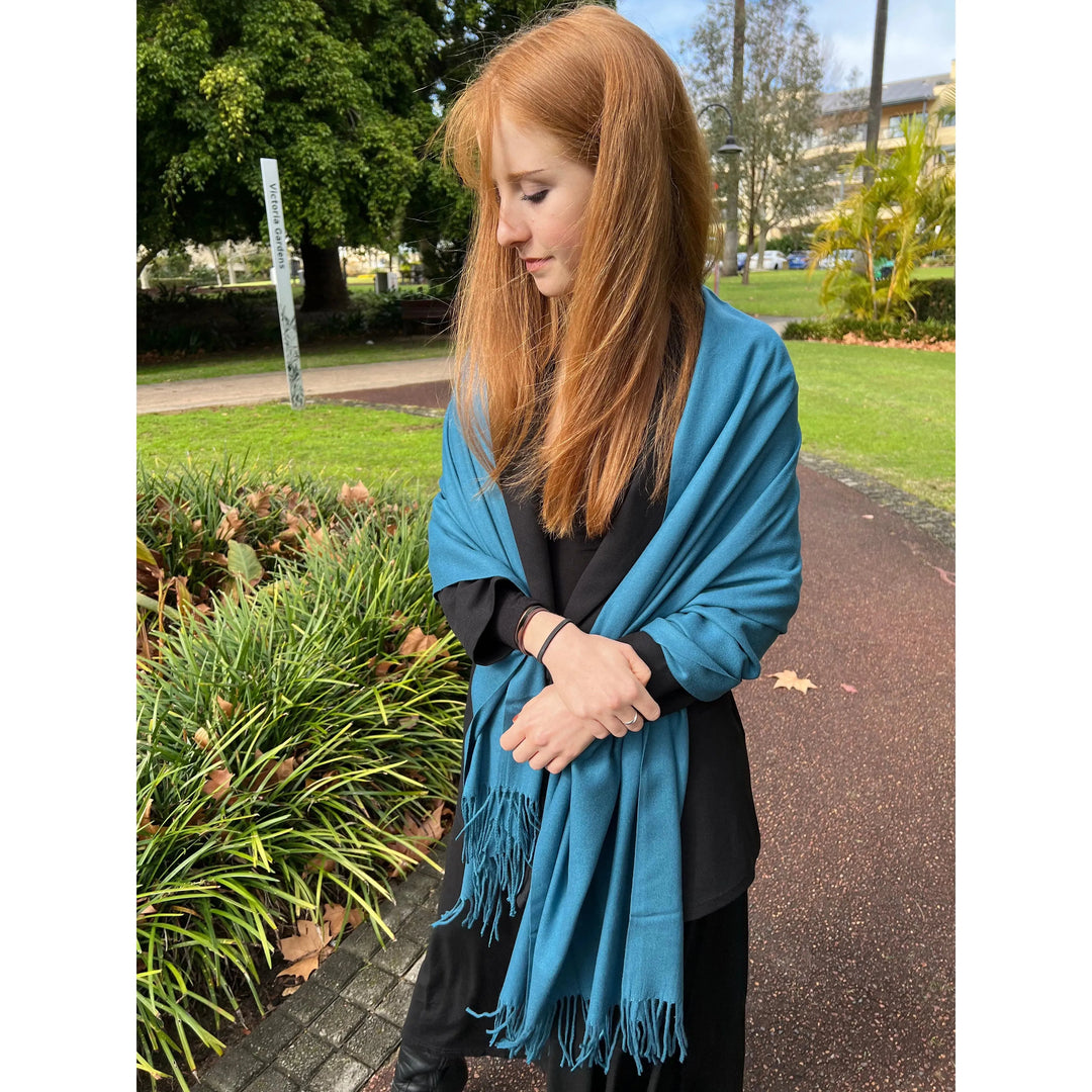 Scarves Australia Scarves & Shawls Pashmina Shawl - Teal Blue