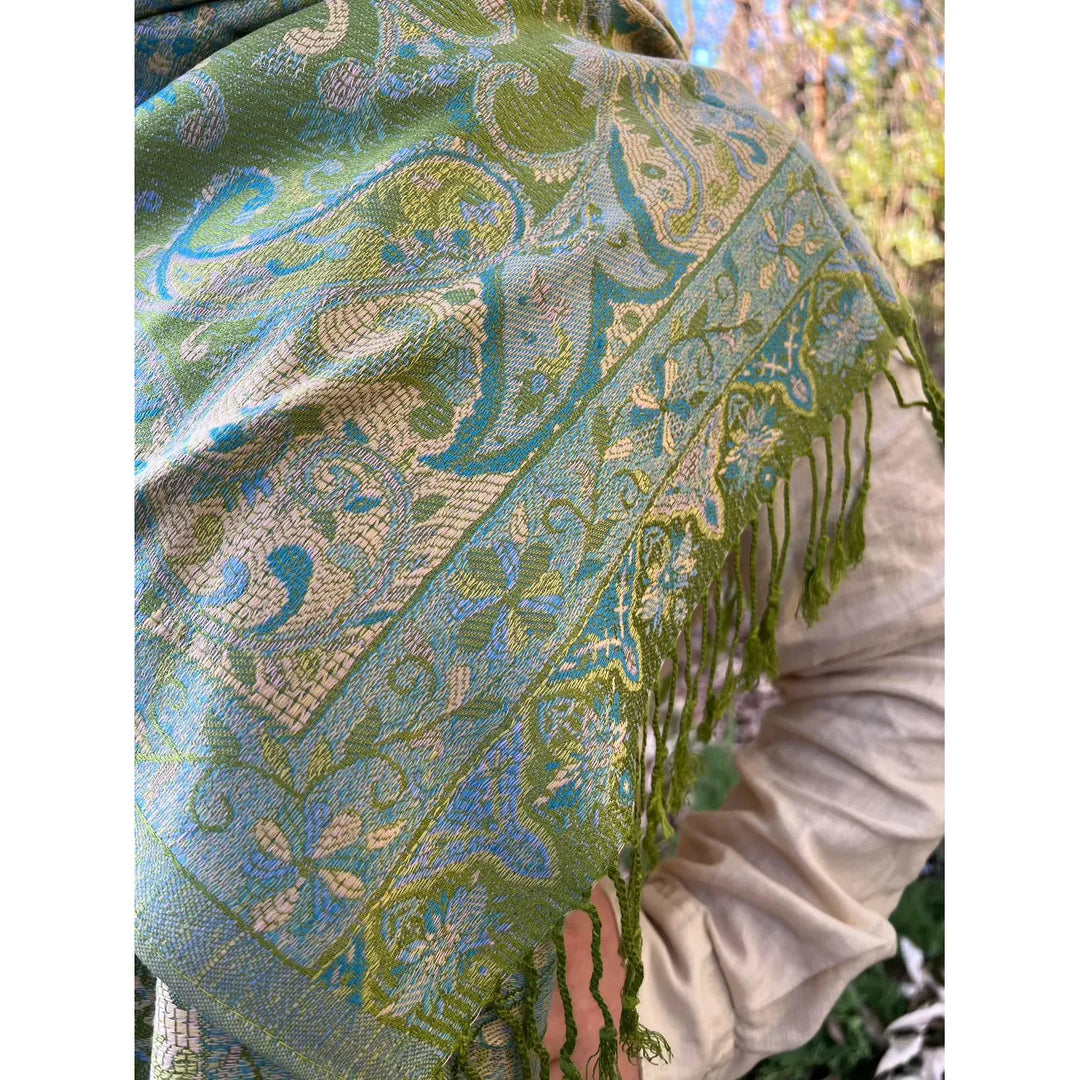 Scarves Australia Scarves & Shawls Pashmina Turkish Style Paisley-Classic Shawl - Leaf Green
