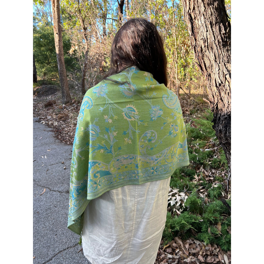 Scarves Australia Scarves & Shawls Pashmina Turkish Style Paisley-Classic Shawl - Leaf Green
