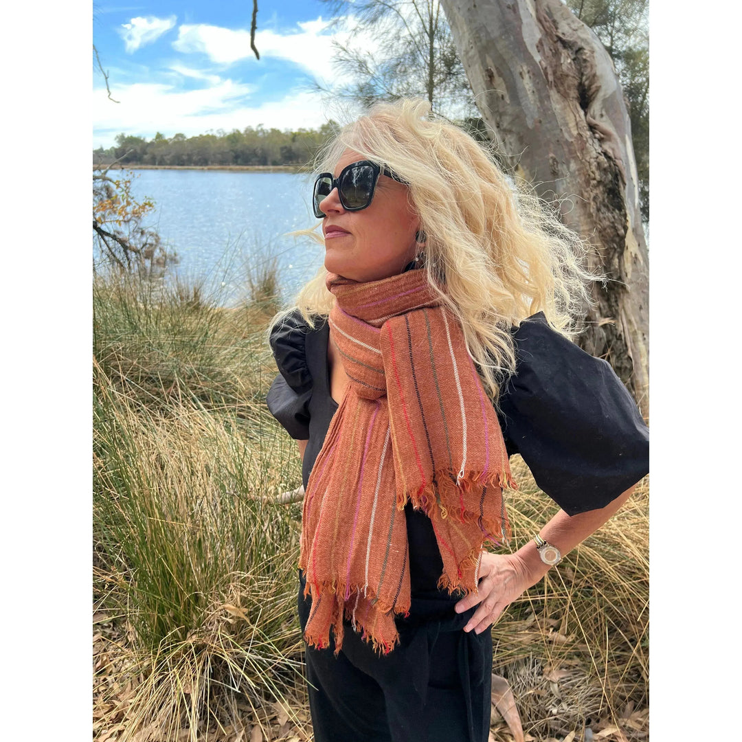 Scarves Australia Scarves & Shawls Rust Scarf - Unisex Scarf - Striped Scarf