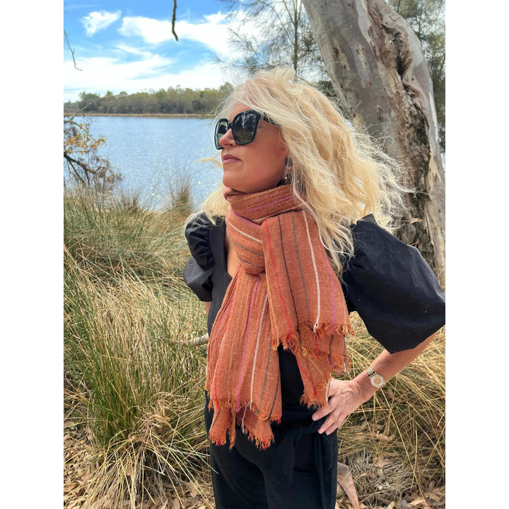 Scarves Australia Scarves & Shawls Rust Scarf - Unisex Scarf - Striped Scarf