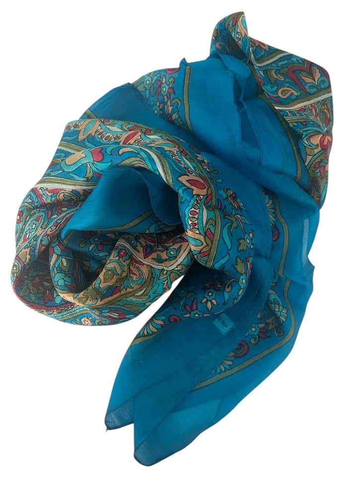 Scarves Australia Silk Scarf Silk Scarf - Deep Turquoise Red Floral