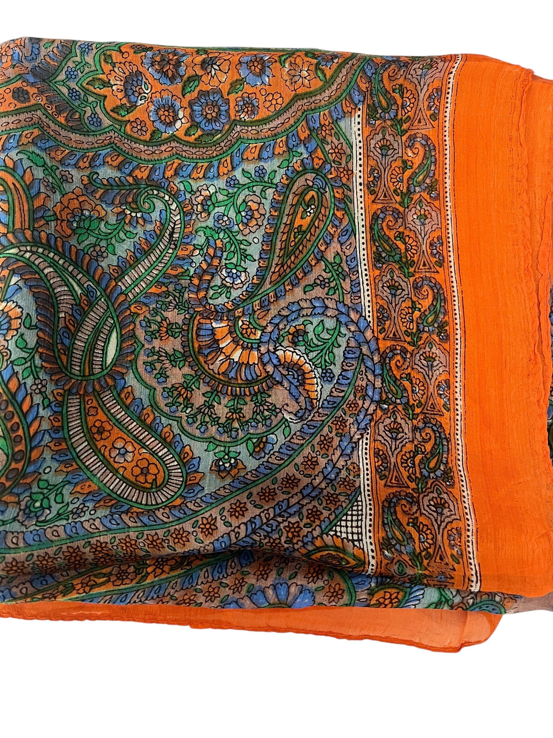 Scarves Australia Silk Scarf Silk Scarf Square - Orange Teal Paisley