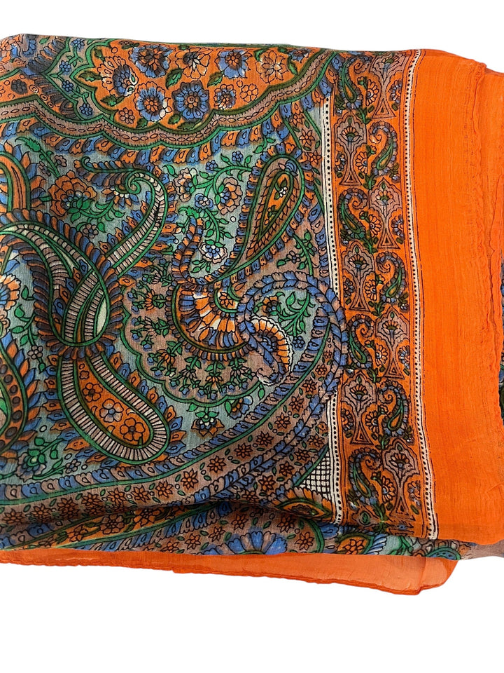 Scarves Australia Silk Scarf Silk Scarf Square - Orange Teal Paisley