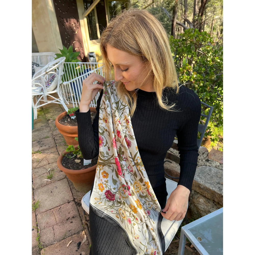 Scarves Australia Silk Scarves Floral Scarf Butterflies - Square - Head Scarf