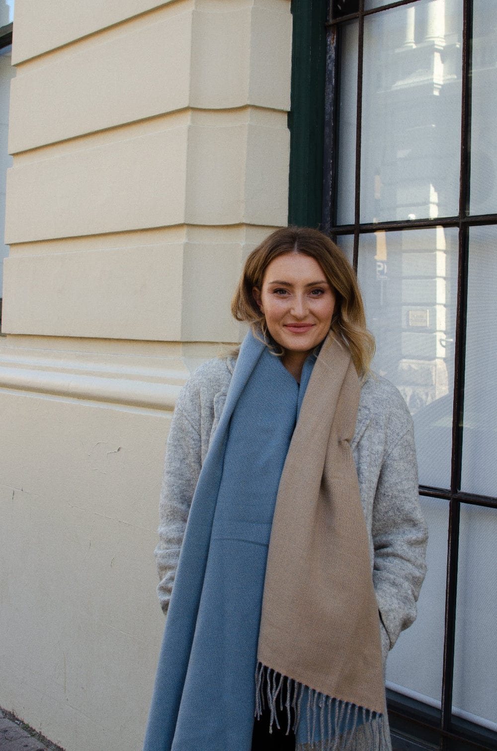 Scarves Australia Winter Scarves Blue Winter Scarf - Duo Tone - Blue Dusk Beige