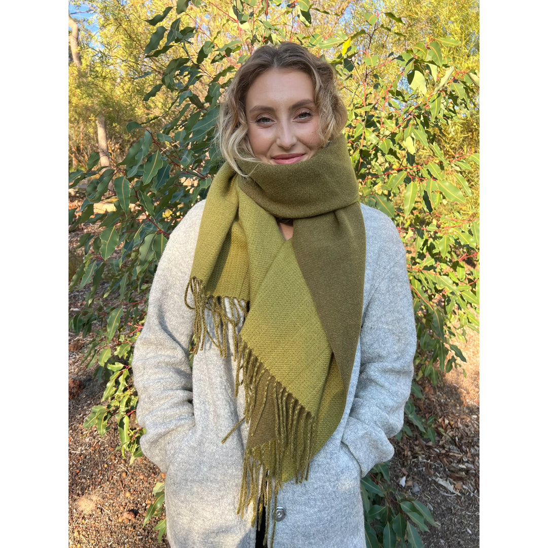 Scarves Australia Winter Scarves Green Winter Scarf - Duo Tone - Moss Olive