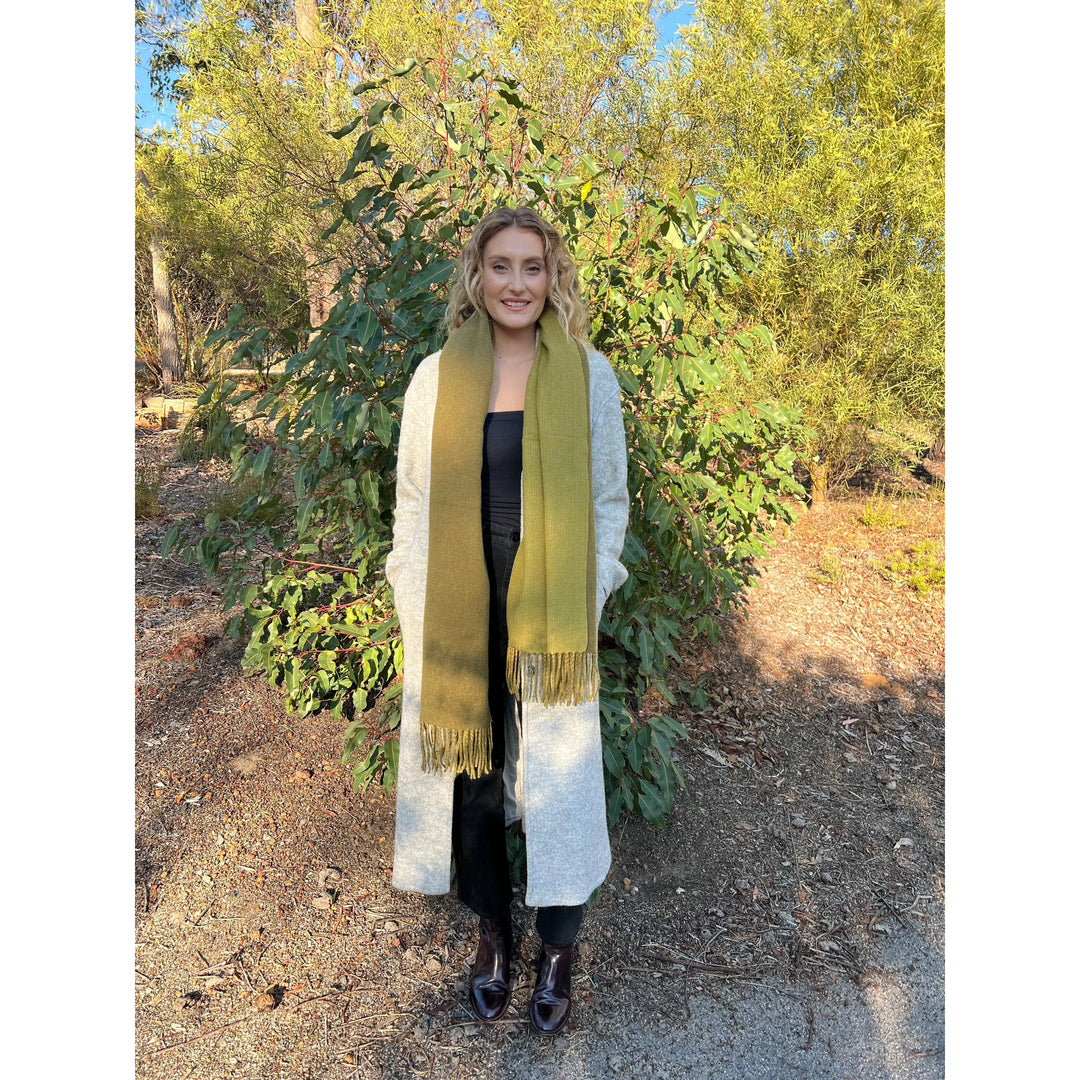 Scarves Australia Winter Scarves Green Winter Scarf - Duo Tone - Moss Olive